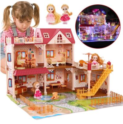 China Plastic Dream House With Two Story Dolls Colorful Light Large House Toy Pretend Toy For Kids Girls Birthdays Perfect Gifts for sale