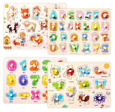 China Cartoon Toy Educational Toy Enjoy Alphabet Puzzles Capital Letter and Number Wooden Learning Board Toy for Girls Boys Toddlers Kids for sale