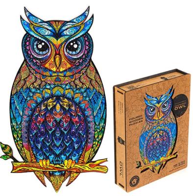 China 2021 New Cartoon Toy 3D Wooden Jigsaw Puzzle Colorful Unique Shape Craft Wooden Toy For Family Game Perfect Christmas Gifts for sale