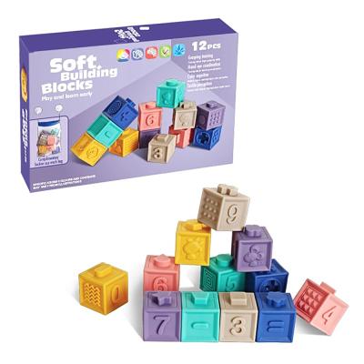 China New Building Block Educational Rubber Building Toy Amazon Hot Selling PVC Vinyl Number Stacking Blocks for sale