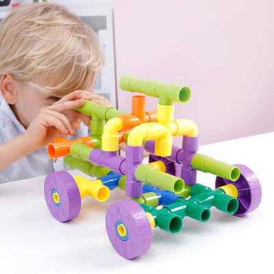 China Building Toy Christmas Gift Educational Toys 72 Pcs DIY Plastic Rod Toy Pipe Building Blocks for sale