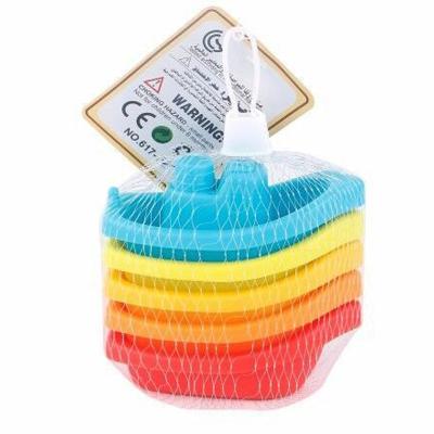 China Custom Eco-Friendly Material 5 Pcs Bath Toy For Kids Set Ship Wheat Straw Stacking Cups Tower Bath Ship Toys for sale