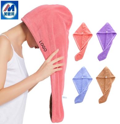 China QUICK DRY Microfiber Dry Hair Towel Hat Microfiber Hair Wrap Turban Bath Shower Head Quick Dry Towel With Buttons for sale