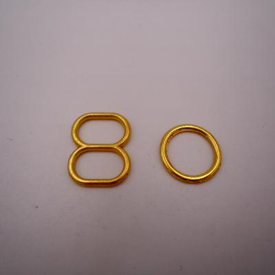 China Underwear Metal Gold Adjustable Strap Buckle Bra Ring And Slider For Underwear for sale