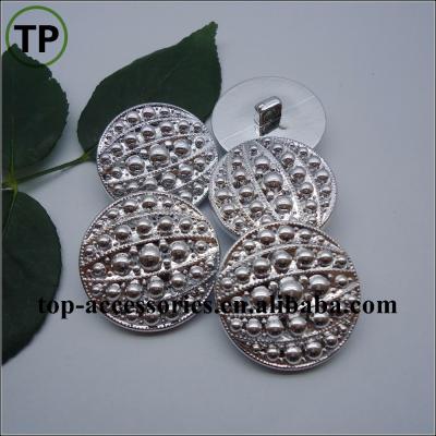 China Dry Cleaning Design Fancy Plastic Plating Silver Coat Button With Leg for sale