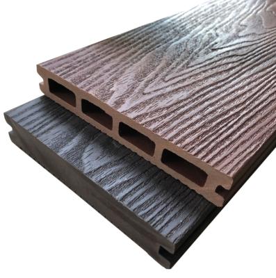 China Traditional European Deep Embossing Style 3D Design WPC Decking Tiles Anti-Slip Composite Wood Plastic Wood Flooring 230mm Deep Embossing Wood Plastic Flooring for sale