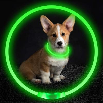 China Custom USB Rechargeable Glowing Dog Collar For Night Safety Fashion LED Light Up Collar For Small Medium Large Dogs for sale