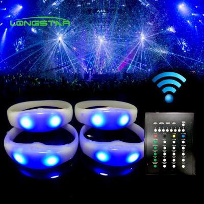 China Quick Flashing -- Slow Flashing --Regular On --Off Printing Debossed Logo Text Color Size Glowing Remote Control Custom Silicone Wristband for sale