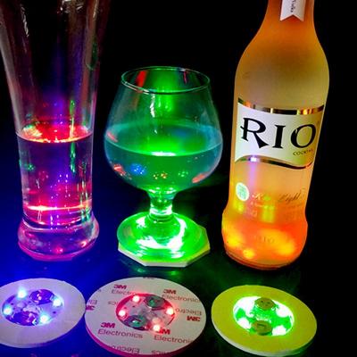 China 2021 Weddings Party Decor Wine Mat Custom LOGO LED Drink Coaster Light Up Bottle LED Sticker Ambient Light for sale