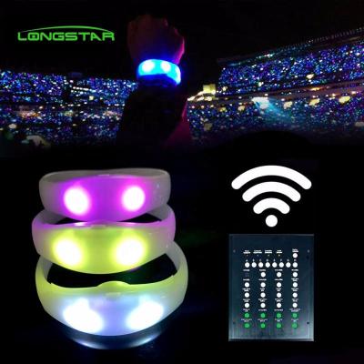 China Wholesale Atmosphere Concert Highlights Christmas Silica Gel Remote Control Colorful LED Flashing Silicone Glow Wristband Light Up Wristband for sale