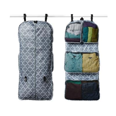 China Custom Waterproof Hanging Collapsible Packing Cubes Foldable Garment Bag Garment Bag Folding Travel Clothes Organizer Bag for sale