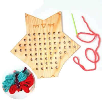 China Montessori Wooden Organic Toy Kids Gift Easter Wooden Lacing Toy For Children 210*297*9mm for sale