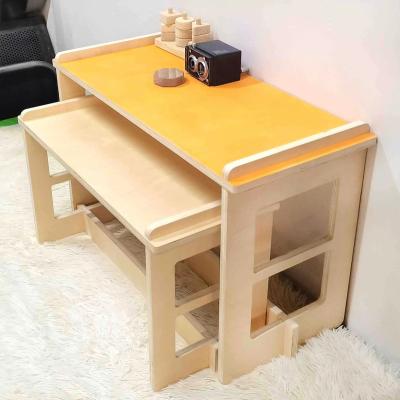 China Contemporary Wooden Kids Playroom Desk Toddler Table and Chair Montessori Kids Table Sets for sale