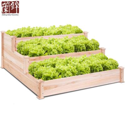 China Garden Set 3 Row Garden Bed Wooden Raised Raised Planter Kit Grow Gardening Vegetable Natural Cedar Wood for sale