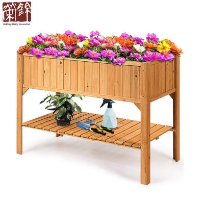 China Garden Set Raised Garden Planter Bed Box Stand Up Outdoor Wooden Raised Garden Planter With Shelf And Drain Holes Luxury Rectangle Raised Pl for sale