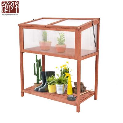 China Portable Wooden Garden Layers Chassis Greenhouse Wooden Raised Flower Planter Pad for sale