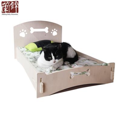 China Sustainable Pet Wooden Product Design Easy Assemble Dog Bed Plywood Pet Bed Small Dog Sleep Bed for sale