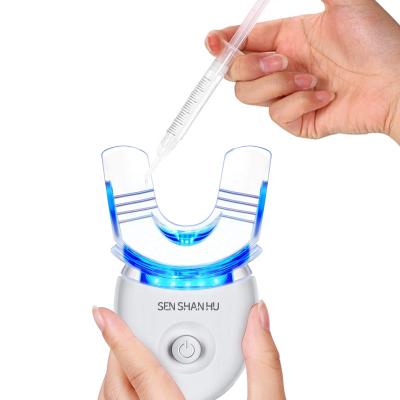 China Cold Light Whitening OEM 2021 Wholesale Private Logo 5 Led Light Portable Home Tooth Dental Teeth Whitening Kit Battery Removeable for sale