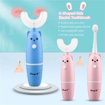 China ABS+Silicon Ultrasonic Toothbrush 360 X Pro Clean Teeth Whitening For Kids Waterproof Sonic Kids U-Shaped Electric Toothbrush for sale