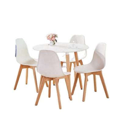 China Cheap modern wooden round dining table set 4 chairs style factory direct sales for sale