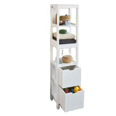 China Cheap white bathroom storage cabinet with 3 shelves and 2 drawers factory direct sales for sale