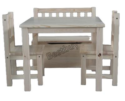 China Modern Wooden Kids Table And Chair Set 1 Table 2 Chairs 1 Kids Storage Bench Natural for sale