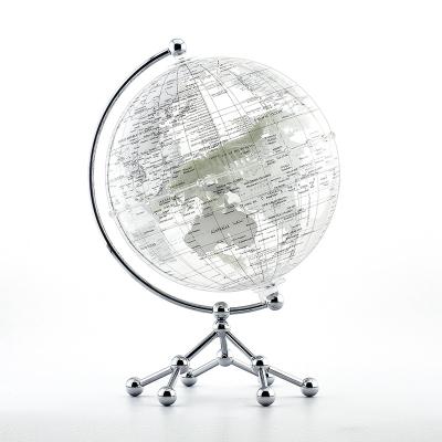 China HID Plastic World Globe Silk Screen Print Crystal Clear Ball Earth Map Plastic Terrestrial With Metal Stand For Home Office Decor for sale