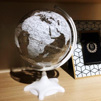 China New Arrival White World Map Globe World Decoration Clear Luminous Printing Home Globe for sale