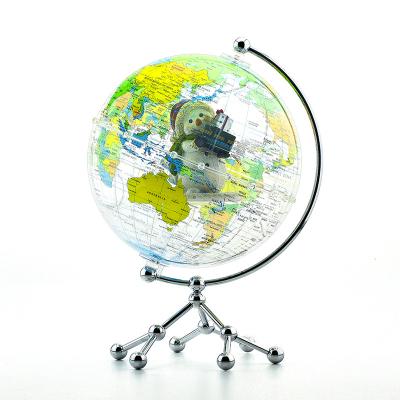 China DIY Plastic Material Geography Teaching Aid Magic Rotating Earth Globe On Metal Stand For School Use for sale