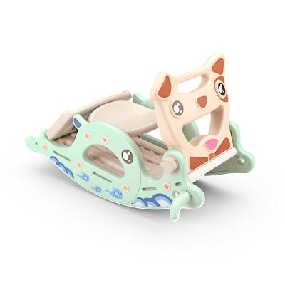 China Ride on Toy Folding Cute Indoor Multifunctional Toys Double Slide Baby Rocking Horse 2 in 1 for sale