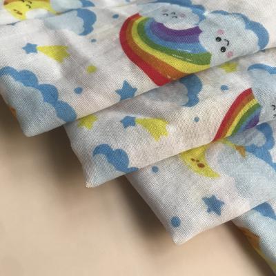 China Organic NO MOQ OEKO-TEX Double Fabric Digital Printed Custom 110G Gauze Fabric Baby Muslin for sale