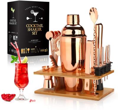 China Factory Direct Viable Stainless Steel 750Ml Wine Cocktail Bar Tool Kit Customized Footprint Metal Shaker With Stand for sale