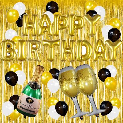 China Amazon Hot Selling Black Gold Latex Birthday Party Balloons Decorations Set for sale