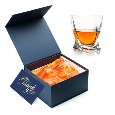 China Viable Hot Selling Amazon Whiskey Glass Crystal Whiskey Glass Set 10oz Crystal Of 2 By Blue Gift Box for sale