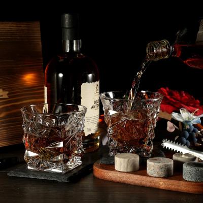 China Hot Selling Viable Whiskey Stones Gift Set Glass Set Of 2 Granite Cooling Whiskey Rocks Bourbon Whiskey Gift Box Set for sale