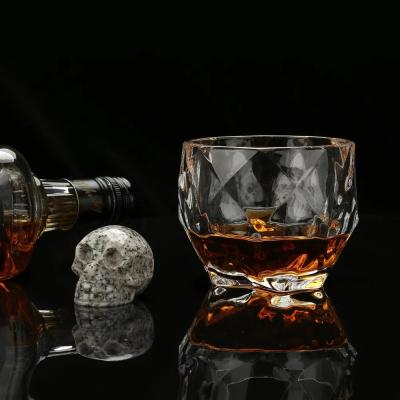 China Minimalist Low Price Whiskey Stone and Glass Gift Set | Luxury Octagon Glass (550ml), 100% Natural Pure Granite for sale