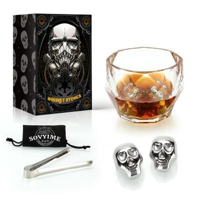 China Glass Whiskey Stone Minimalist Gift Set Octagon Luxury Stainless Steel Glass Reusable Stones Cool Rocks Novelty Ideal Gift For Men for sale