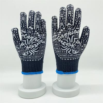 China Anti-Slip Custom Sole Single Side PVC Dotted Working Gloves Cotton Gloves for sale