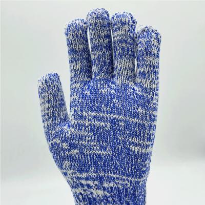 China Factory Direct Cotton Safety Work Thick Comfortable Knitted Blue Gloves Anti-Slip for sale