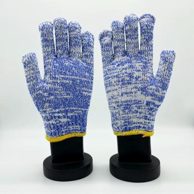 China Anti Skid Safety Cotton Thick Cut Blue Knitting Anti Working Gloves for sale