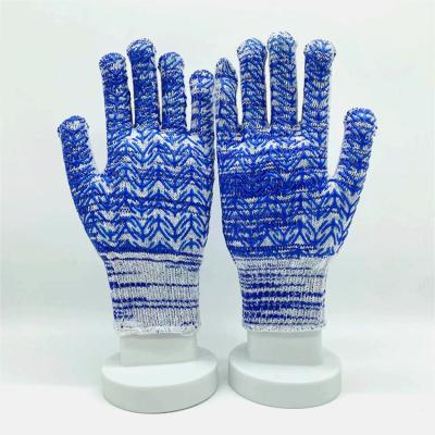 China Anti-Slip PVC Dotted Cotton Slip-Proof Polyester Knitted Safety Gloves For Industrial for sale