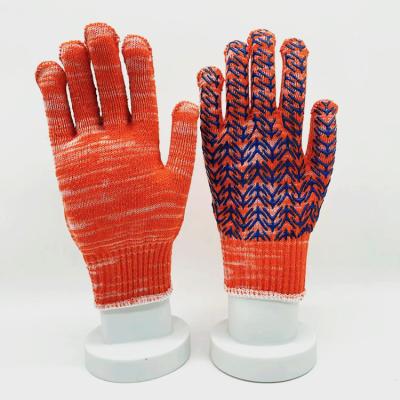 China UniqueCotton Anti-Slip Polyester Wholesale Slip Proof PVC Dotted Gloves Construction Gloves for sale