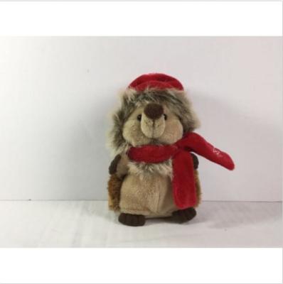 China Red Hat & Scarf Hedgehog Holiday Plush Toys Lascar France Winter Holiday Themed for sale