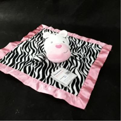 China Garanimals Pink Zebra Baby Security Blankets With Animal Heads , Nose Satin Trim for sale