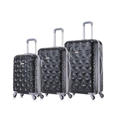 China Black ABS Travel Luggage Bag 3 Pieces Luggage Trolley Set Factory Wholesale ABS Spinner Lock Colorful Material Suitcase for sale