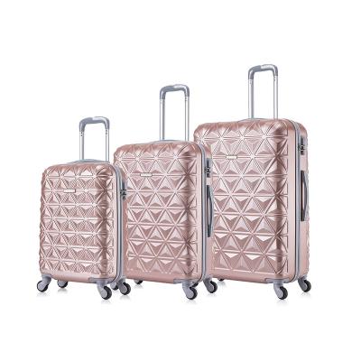 China Shell Suitcase Packaging Box Factory Wholesale Rose Glod Traveling Bags Trolley hard luggage set for men and women with lock and extendable bars for sale