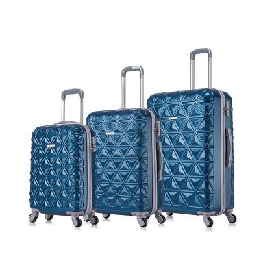 China Hard Shell Suitcase Packaging Box Blue ABS Hard Shell Luggage Bags Cases Carry on Suit Case Luggage Sets 3 Pieces Bag Luggage Trolley With Lock for sale