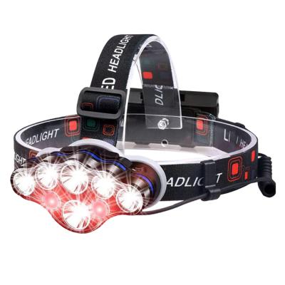 China Convenient Supply 8 LED 2*18650 Battery Waterproof 90 Degree Swivel Head LED Headlight Flashlight Factory with 8 Modes Light for sale