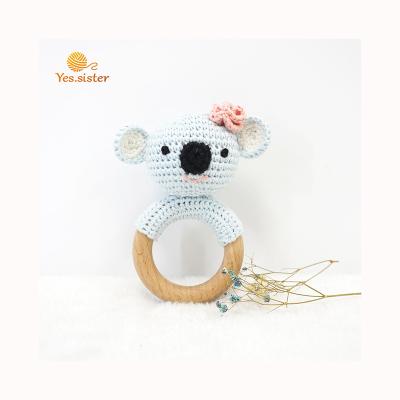 China Soft Toy Custom Design Toddler Sensory Toys Crochet Baby Toys Wooden Baby Teether Ring for sale