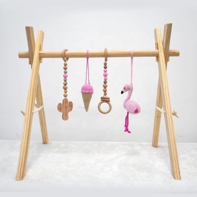 China Toy High Quality Custom Baby Educational Play Gym with Knitted Wooden Baby Toys Baby Gyms for sale